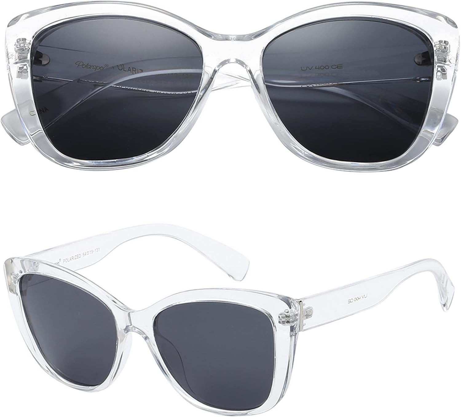 

Женские поляризованные солнцезащитные очки PolarSpex «кошачий глаз» – большие солнцезащитные очки с защитой от УФ-излучения UV400, стильные очки для пляжа или вождения, Crystal Clear | Polarized Smoke