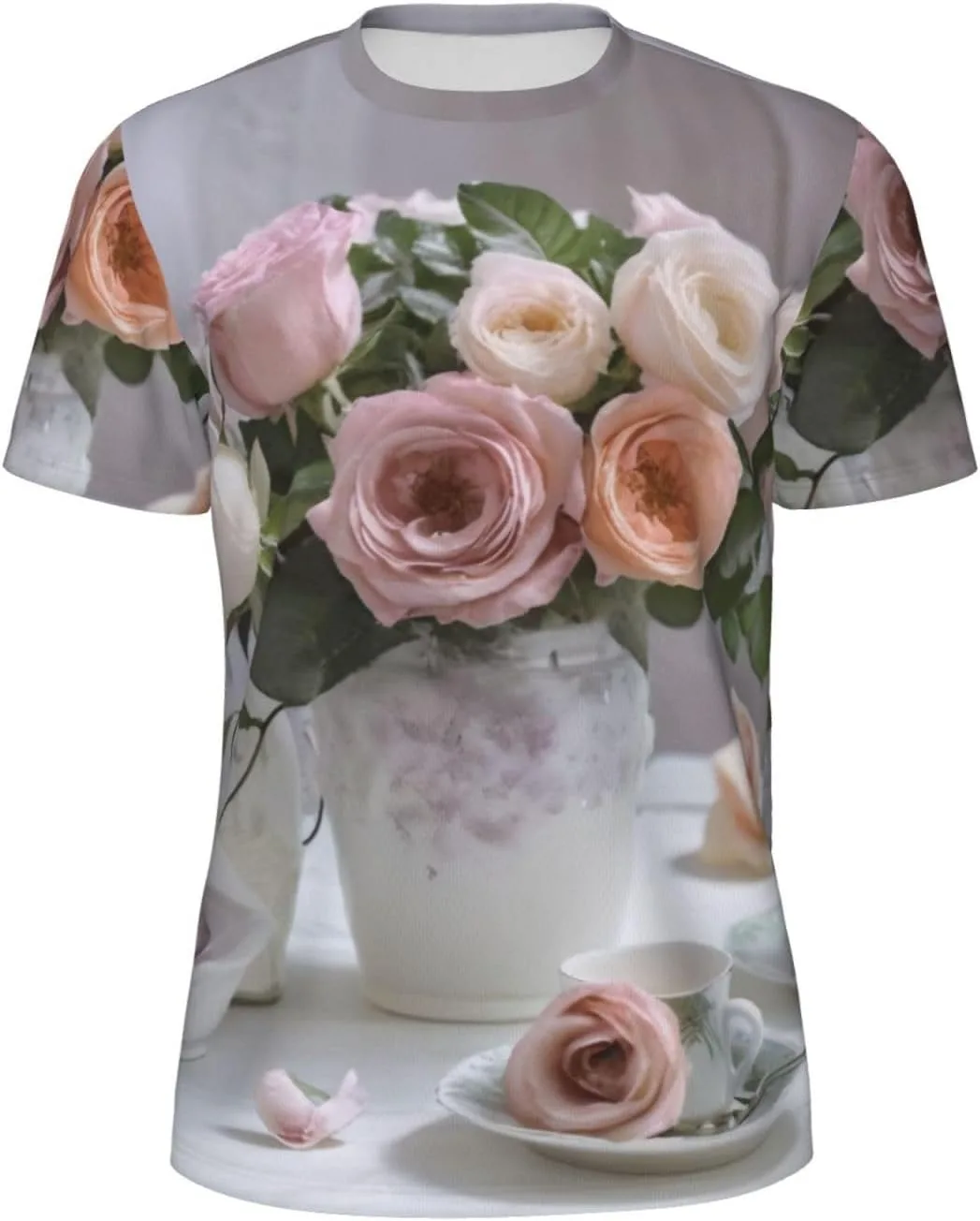 

Мужская футболка Rose Flower с принтом, Casual, короткий рукав jshmgchw