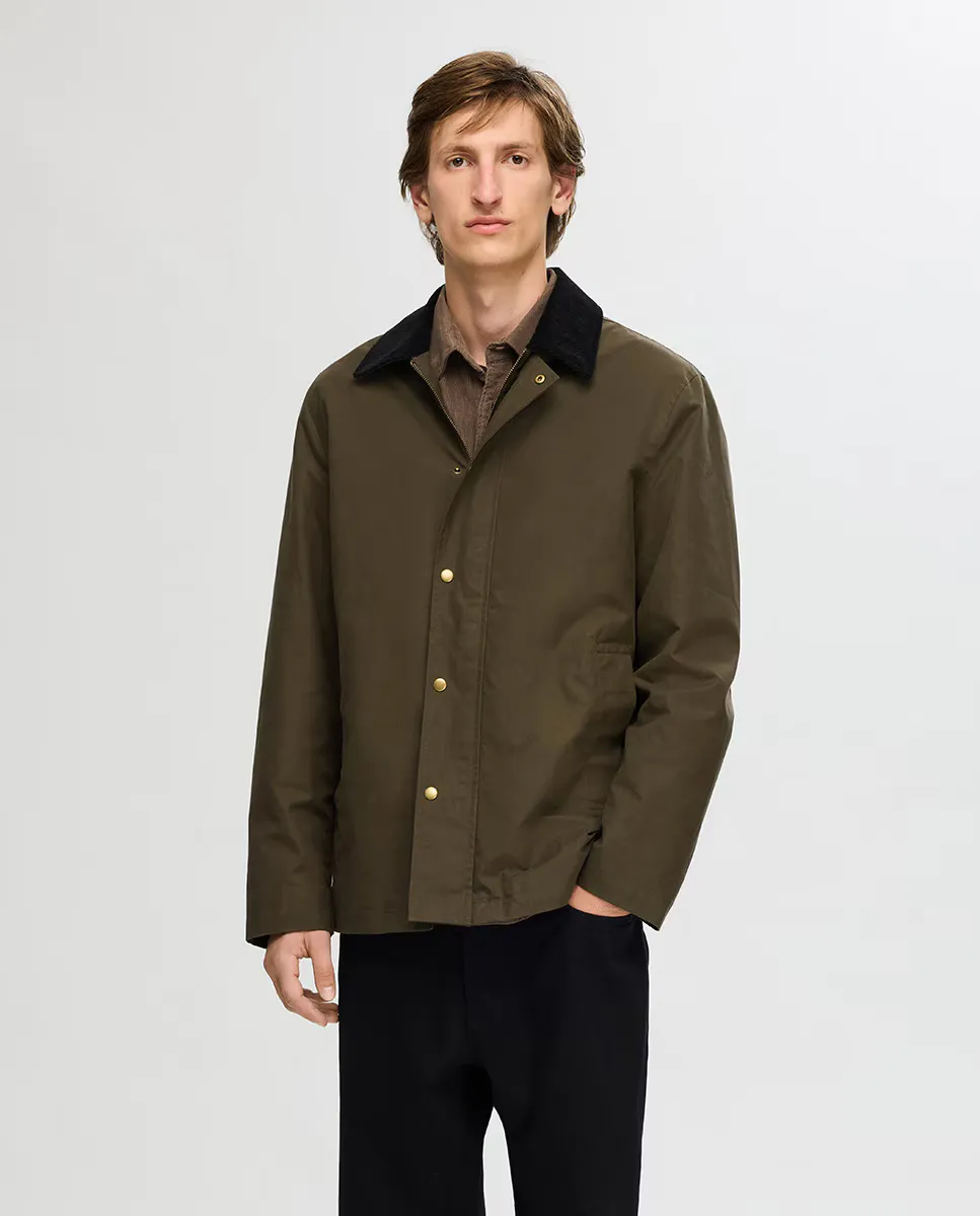 

Мужская куртка с итальянским воротником Selected, цвет Verde Militar