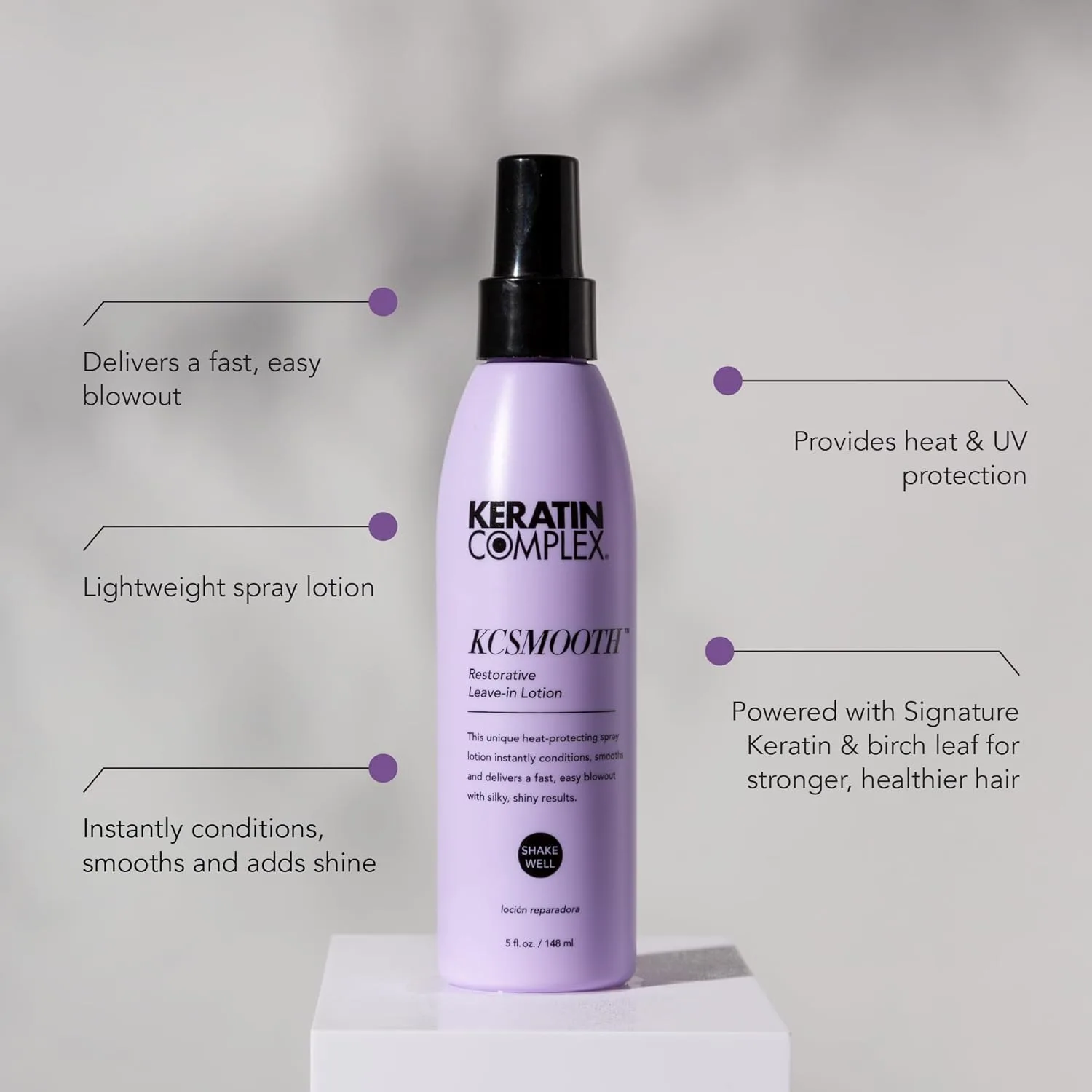 Keratin Complex - KCSMOOTH Восстанавливающий несмываемый лосьон для укладки феном - 140 мл 148 мл (1 шт.) — фото 3
