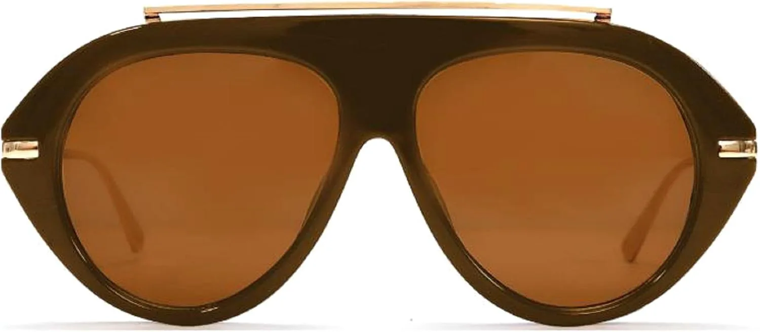 

Винтажные большие солнцезащитные очки-пилот для женщин, крупная оправа, популярные мужские солнцезащитные очки-пилот с защитой от УФ-излучения UV400 mincl, Brown