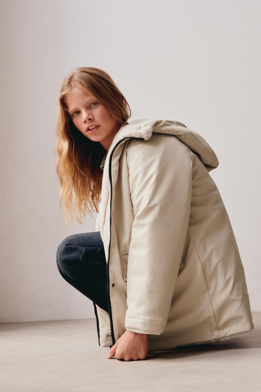 

Куртка водоотталкивающая ZARA, бежевый