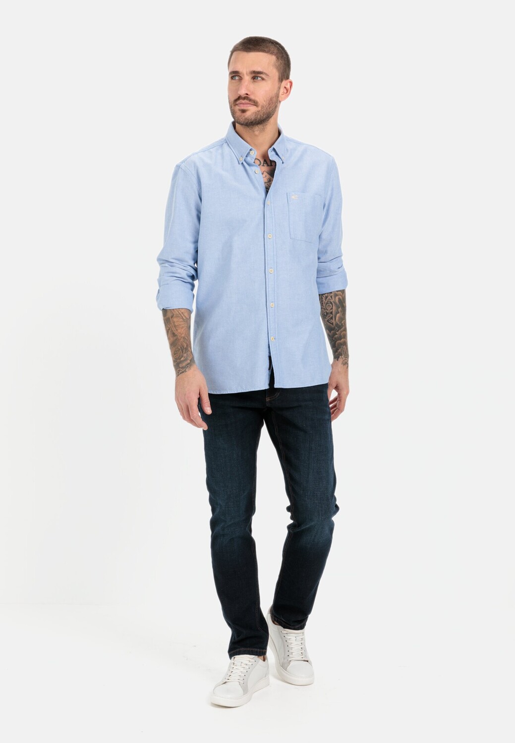 Рубашка Camel Active Oxford aus zertifiziertem Organic Cotton, светло синий — фото 4