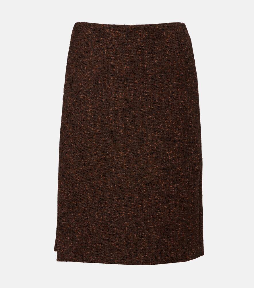 

Шерстяная миди-юбка с добавлением других материалов Gucci, Tobacco/Black