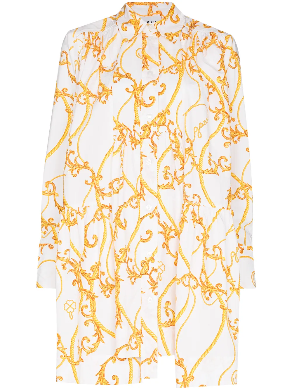 

Платье мини с принтом Ganni, нейтральный