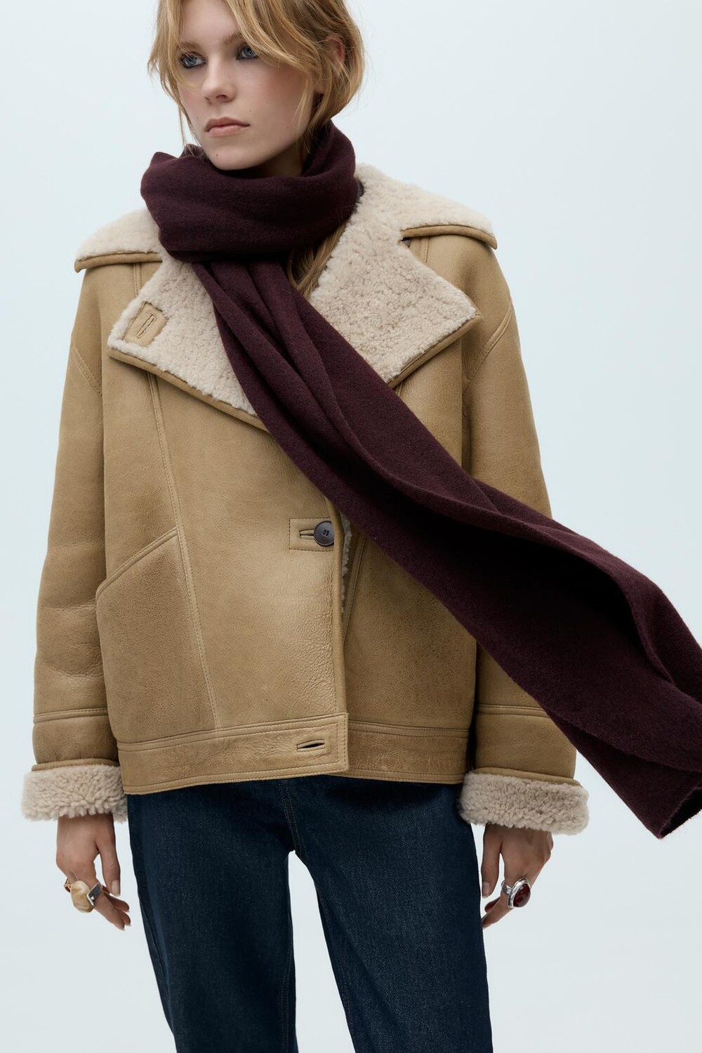 

Тонкий вязанный шарф ZARA, бордовый