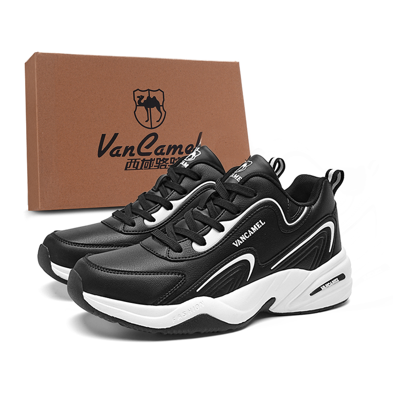 

VanCamel Высокие противоскользящие износостойкие легкие кроссовки для улицы унисекс черно-белые, цвет Black White-Box