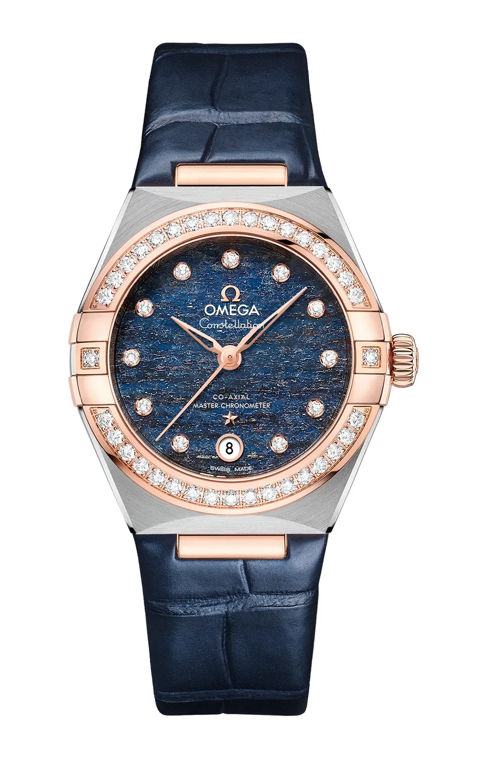 CONSTELLATION 29 ММ, СТАЛЬ-ЗОЛОТО SEDNA НА КОЖЕ - 131.28.29.20.99.003 OMEGA, черный