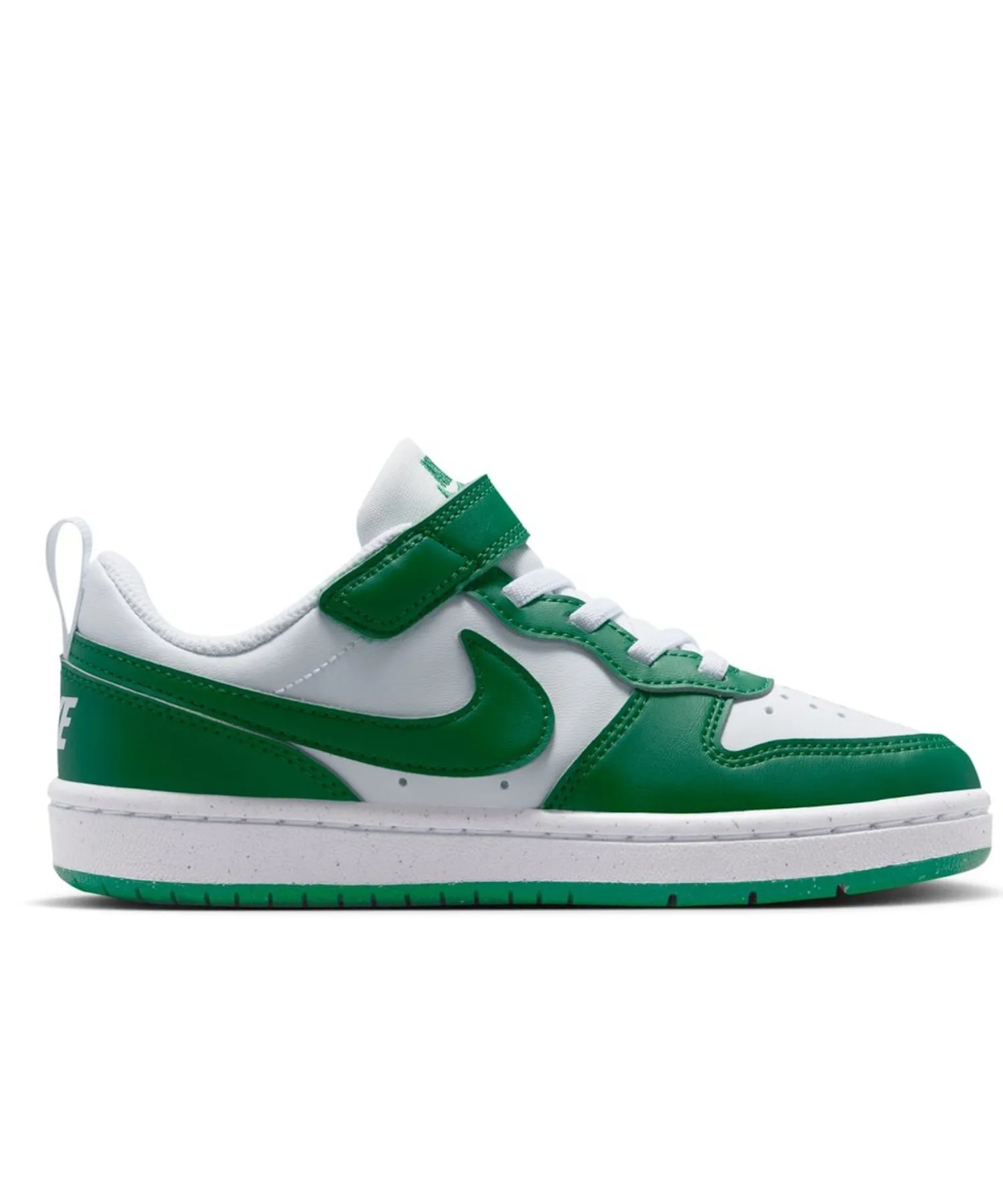 Детские кроссовки низкие из переработанных материалов Court Borough Low Re-Craft PS NIKE бело-зелёные — фото 2