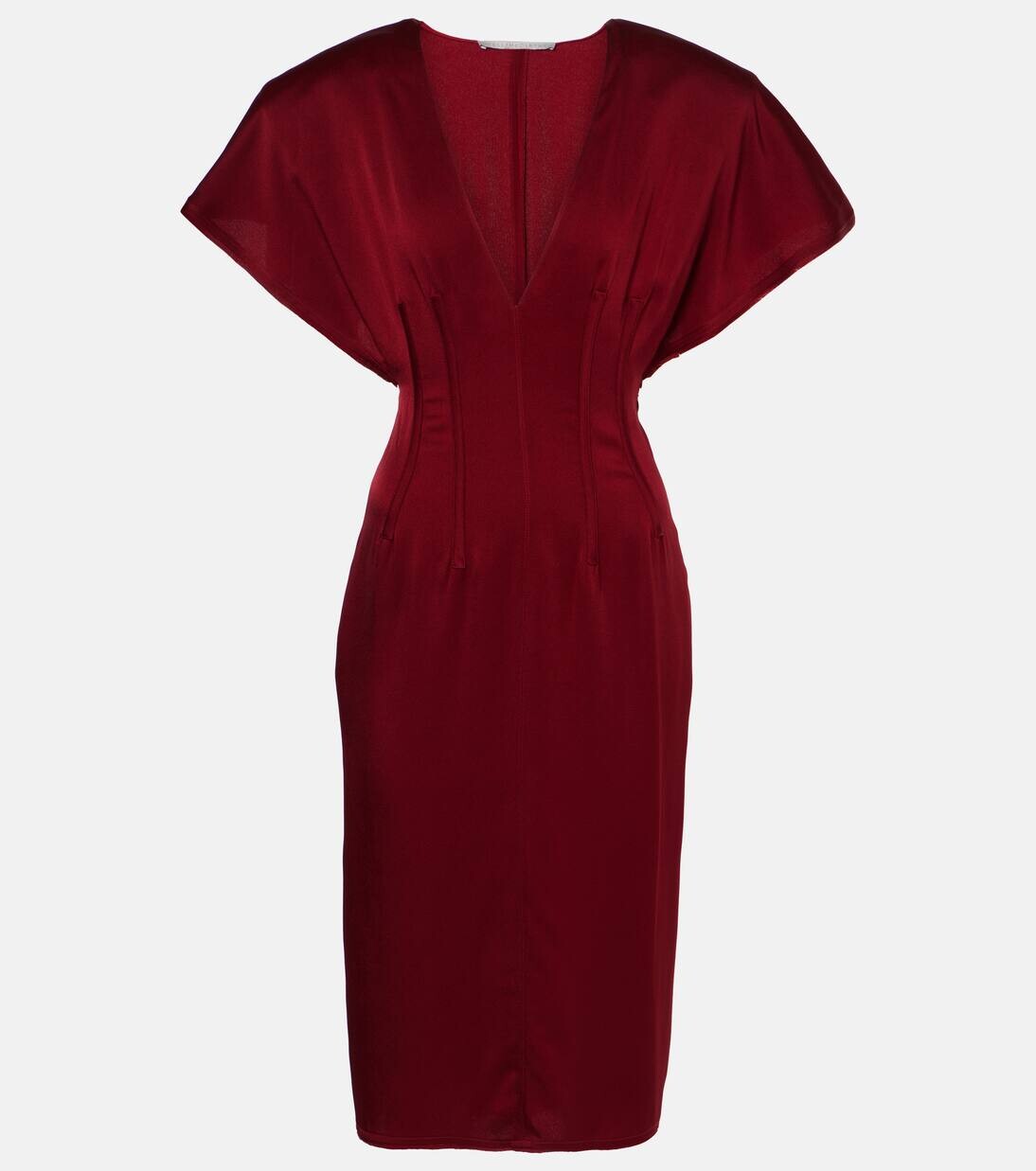 

Платье миди из атласа с драпировкой Stella Mccartney, цвет ruby