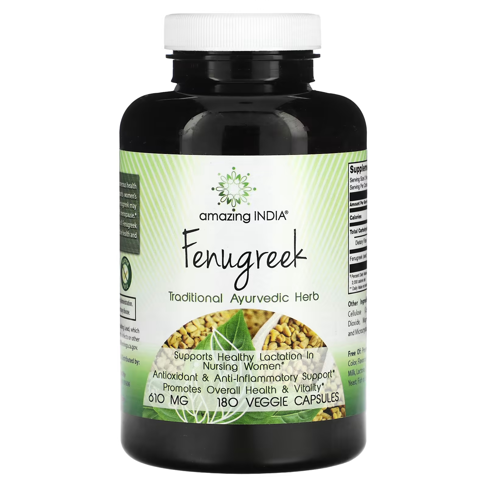 

Добавка Amazing India Fenugreek 610 мг, 180 растительных капсул