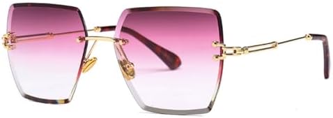 

Классические женские солнцезащитные очки без оправы квадратной формы 2026 года с градиентным переходом цвета и защитой от УФ-излучения UV400 MTZJH, Purple Red Gradient