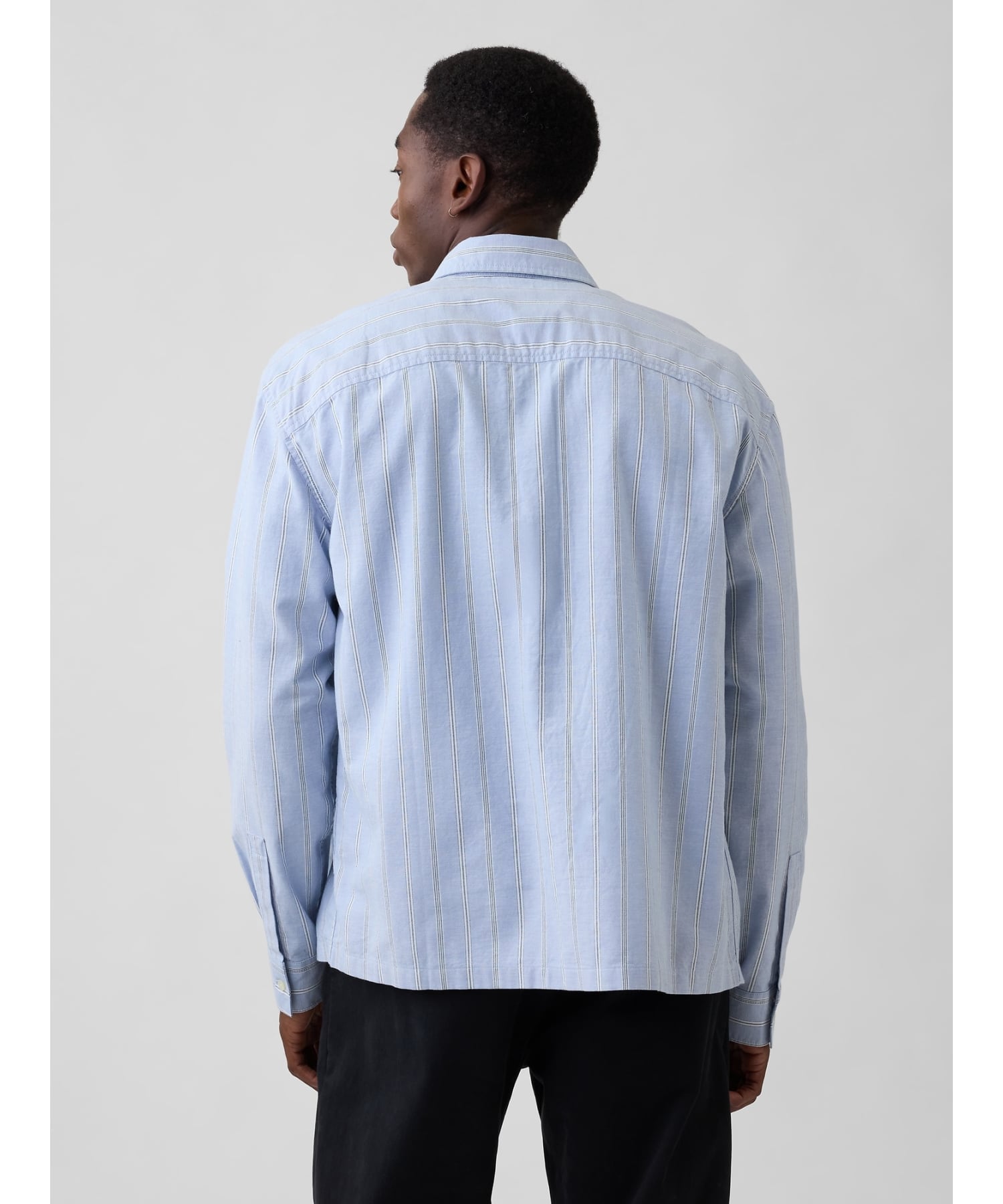 (U) Рубашка Оксфорд свободного кроя GAP, BLUE_OPAL_STRIPE — фото 2