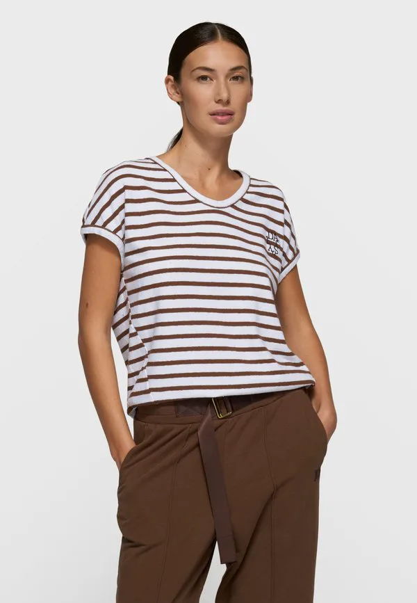 

Футболка с v-образным вырезом и полосатым принтом 10Days, White Dark Truffle, Белый, Футболка с v-образным вырезом и полосатым принтом 10Days, White Dark Truffle