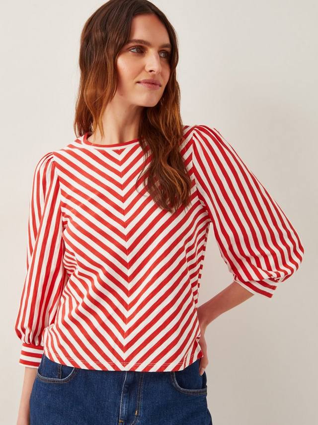 

Трикотажный топ в полоску от салли Monsoon, цвет Red/White