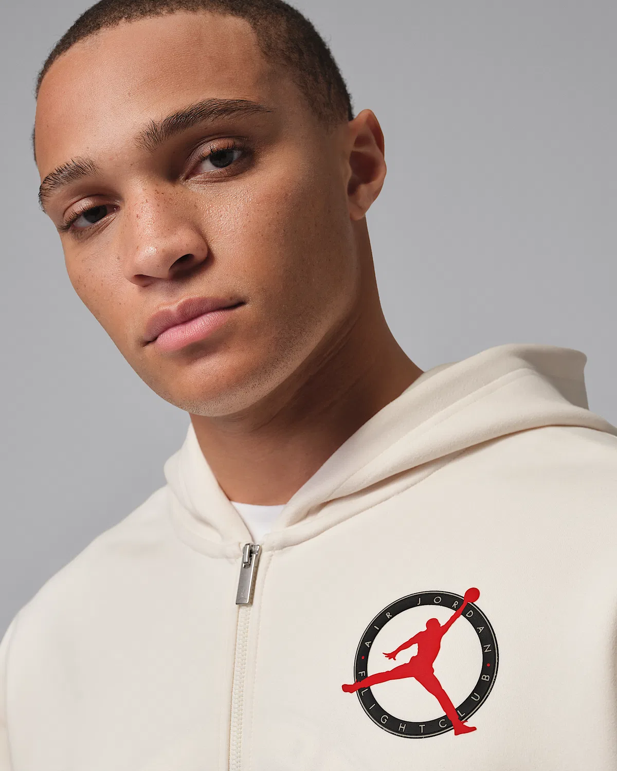 Мужская флисовая кофта на молнии Jordan Flight Club Fleece, Pale Ivory — фото 3