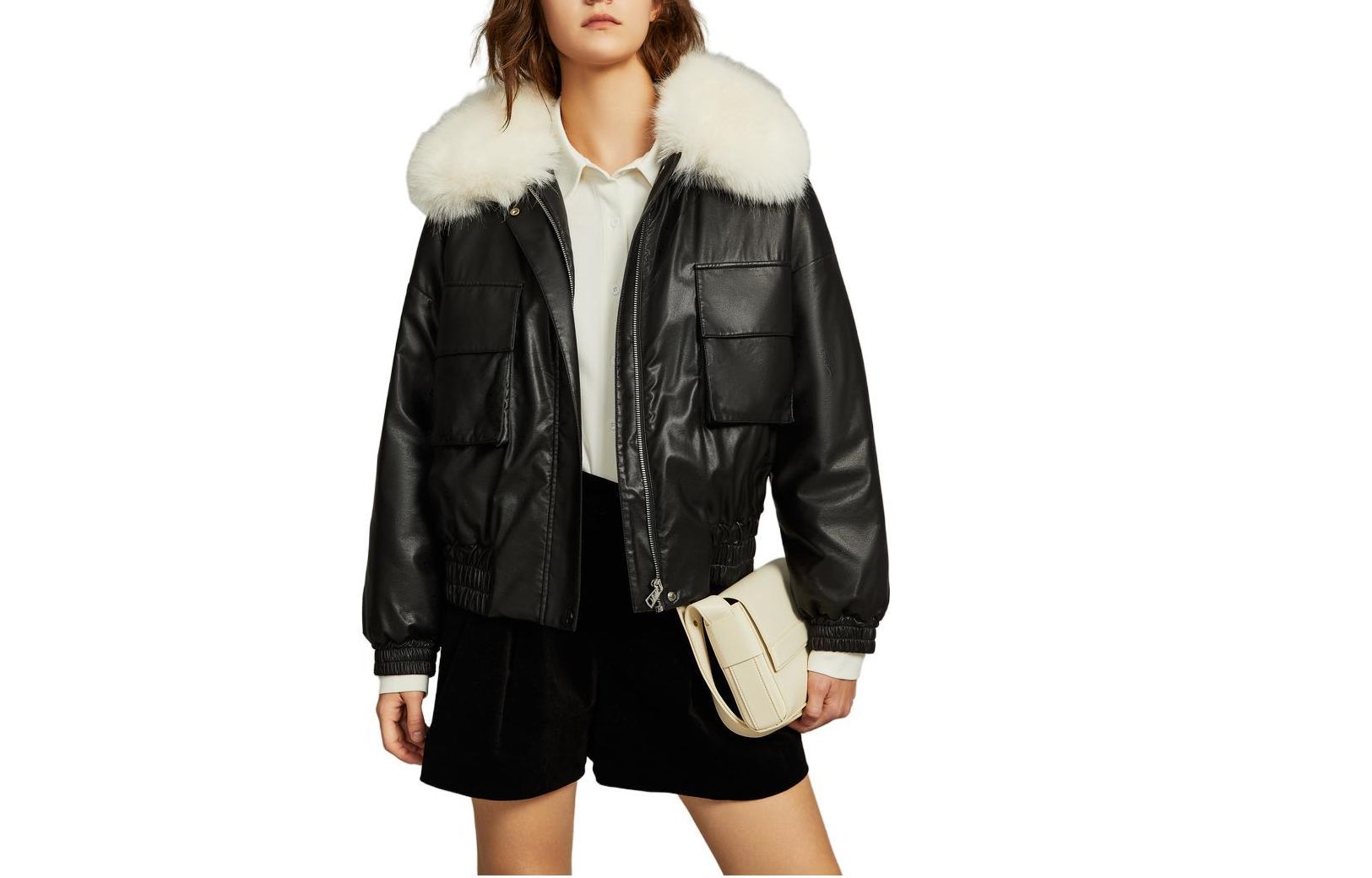 

ELLE Пуховик женский Black Fur Collar Thickened Others