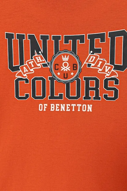 Футболка детская с принтом United Colors of Benetton, оранжевый — фото 3