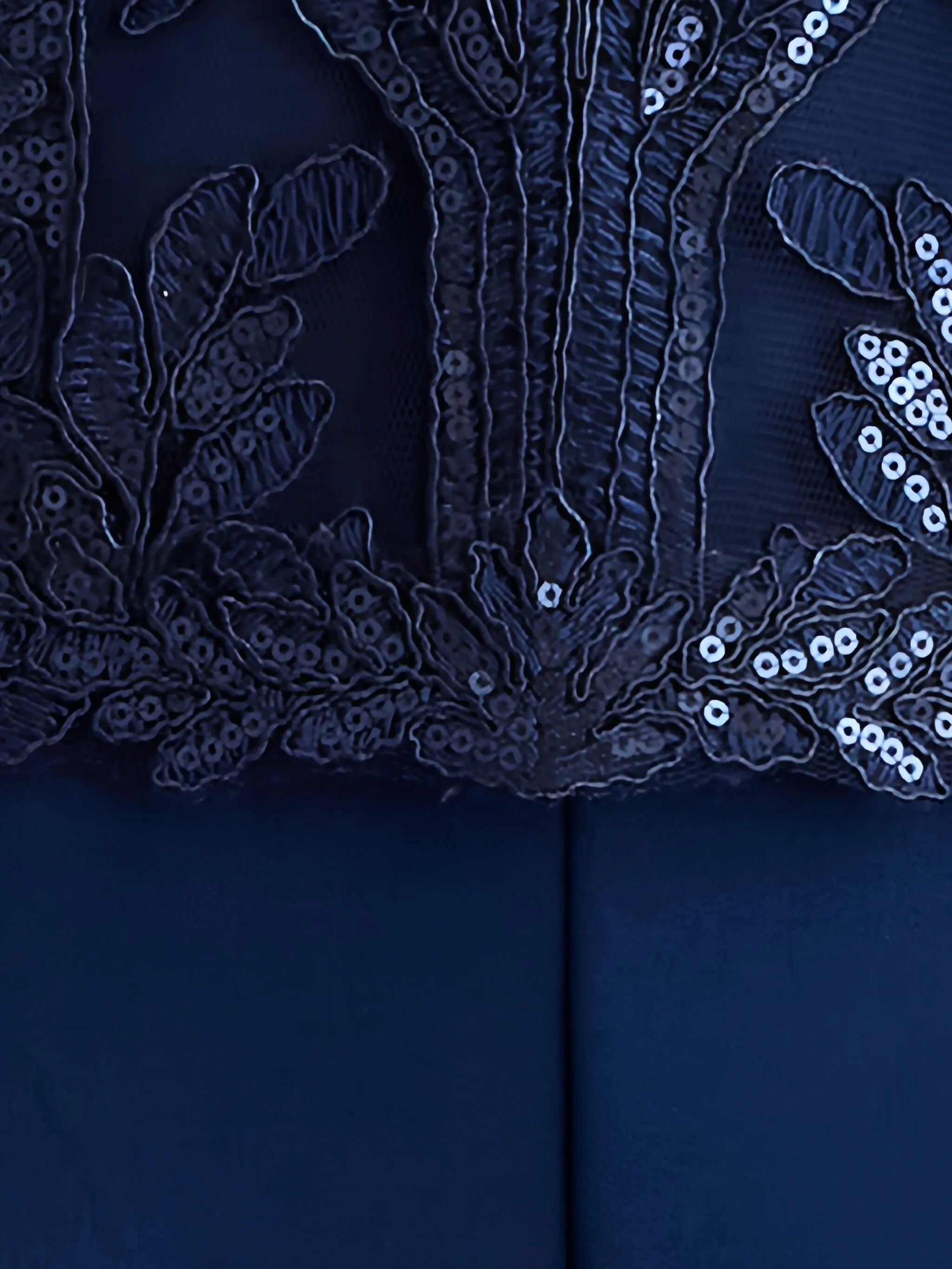 

Кружевной комбинезон с блестками Tadashi Shoji, синий