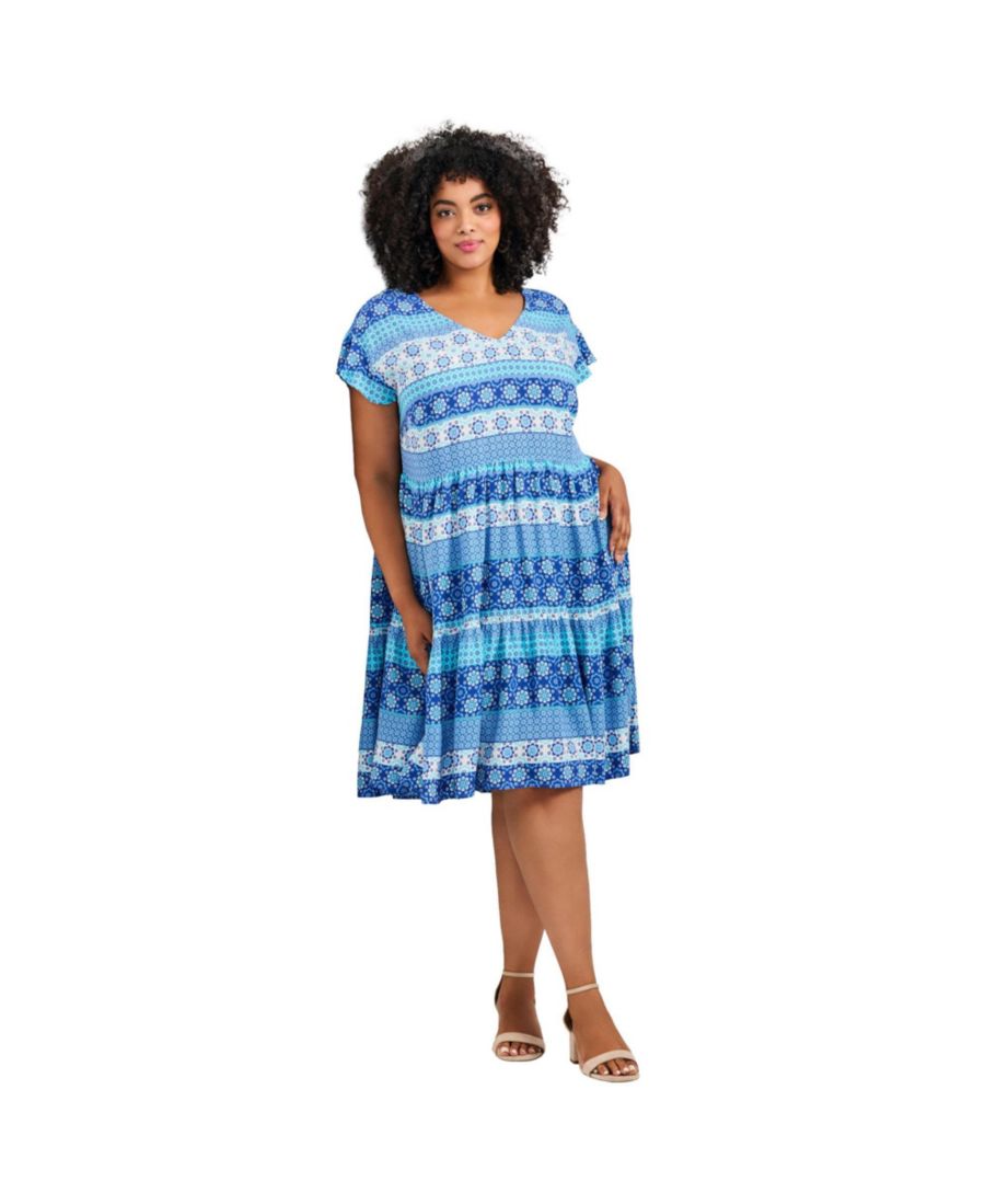 

Женское платье больших размеров Unwind Tiers AVENUE, Medallion stripe