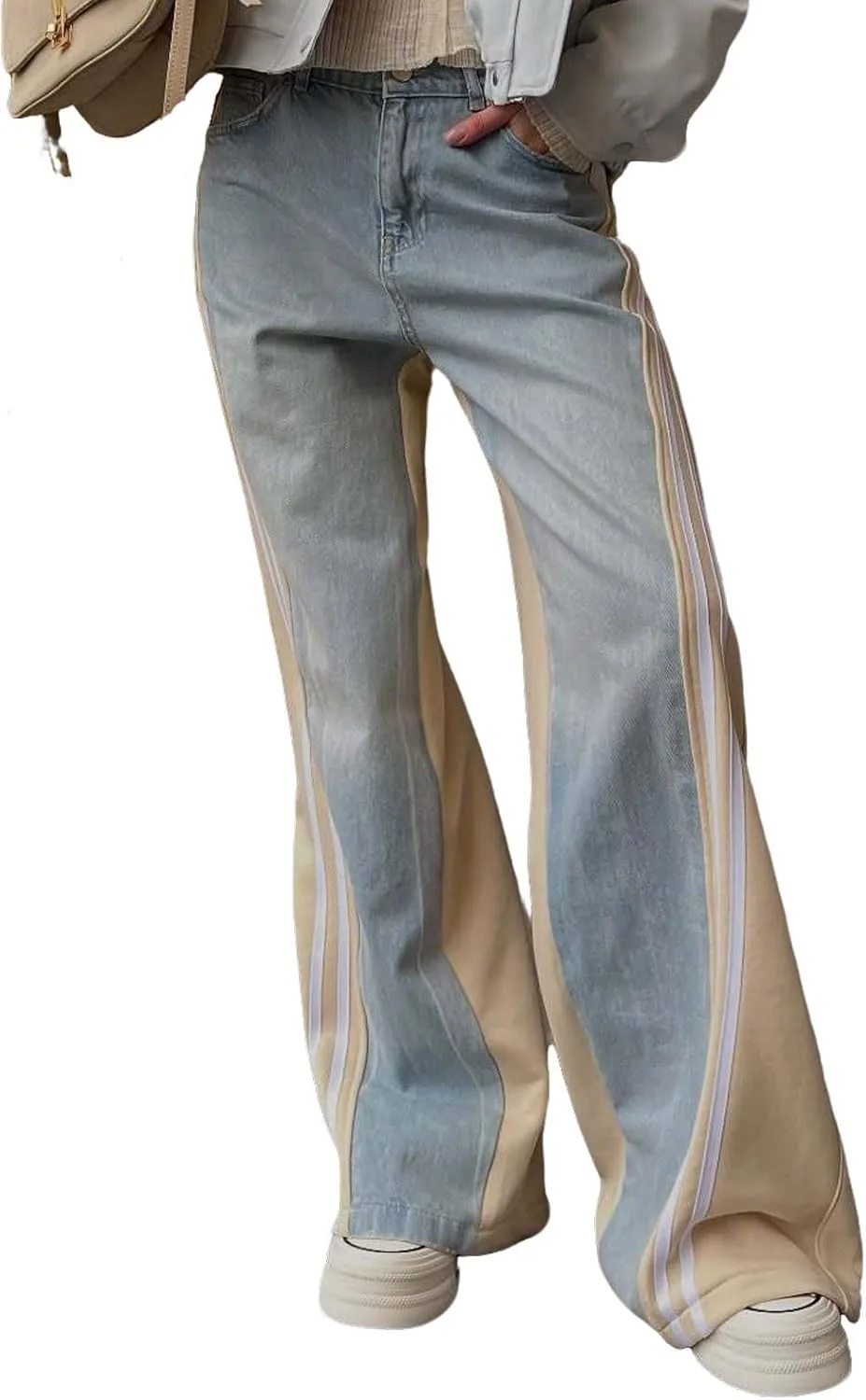 

Женские джинсы Y2K с цветными блоками, широкие, с высокой талией utcoco