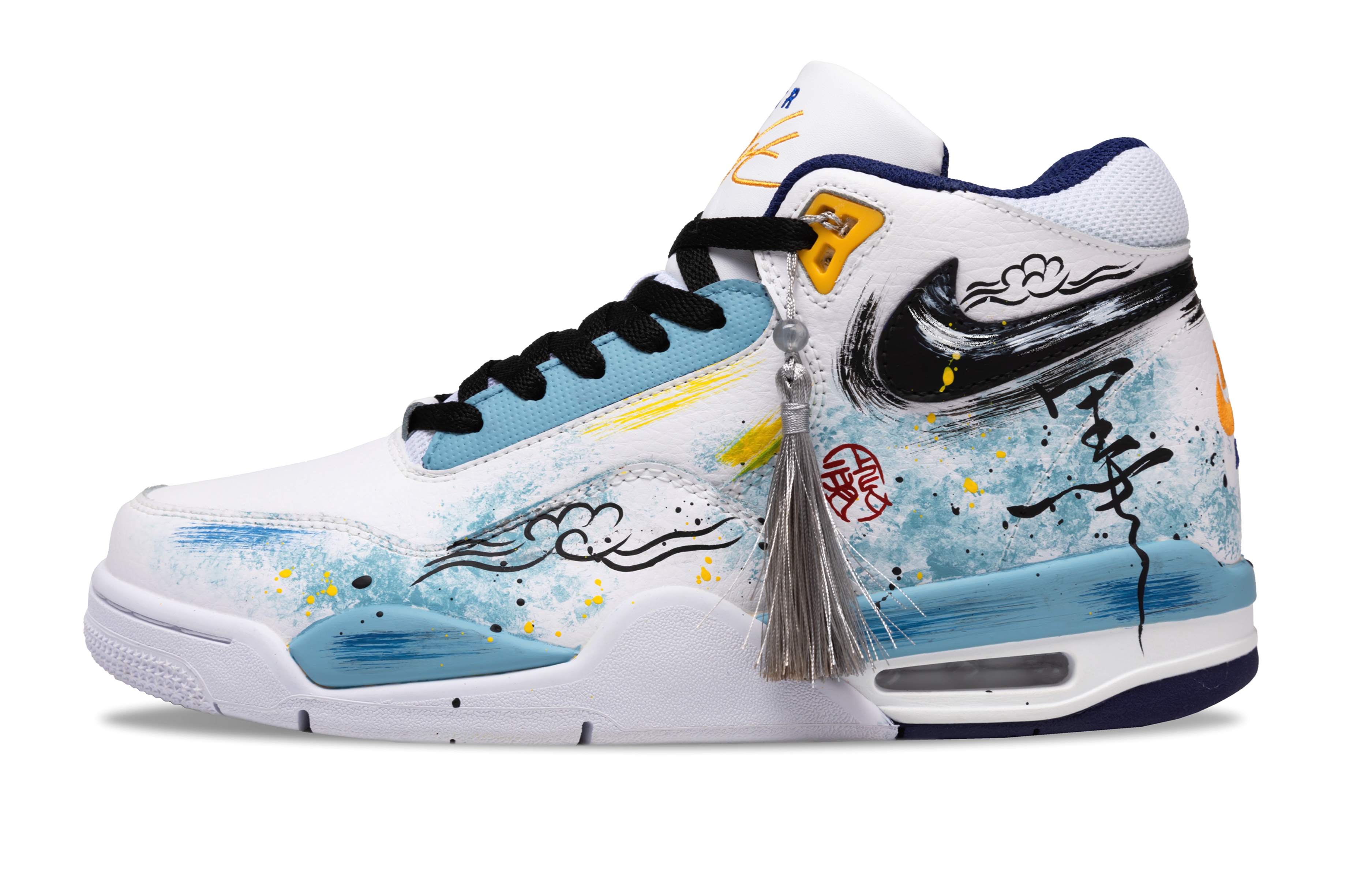 

Nike Баскетбольные кроссовки Flight Legacy Ink Feather And Smoke с противоскользящим эффектом, винтажные, среднего размера, мужские, белого и синего цветов