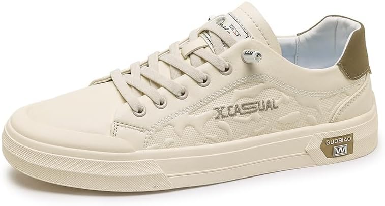 

Мужские повседневные кожаные кеды с плоским круглыми носком и шнуровкой, низкие модные кроссовки, подходят для ходьбы, бега и ежедневной носки Igzbibg, хаки