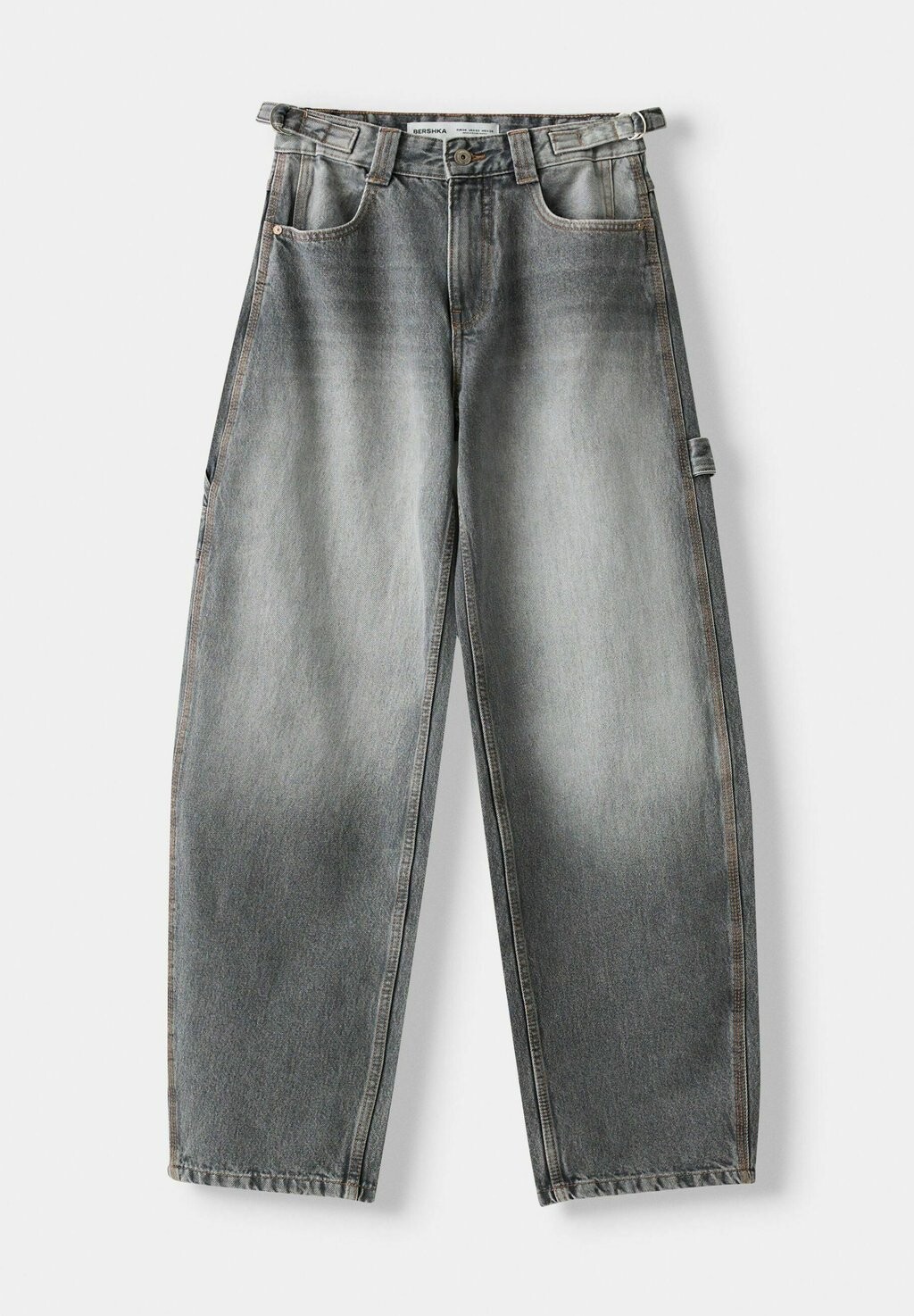 

Джинсы свободного кроя WIDE BALLOON CARPENTER Bershka, серый