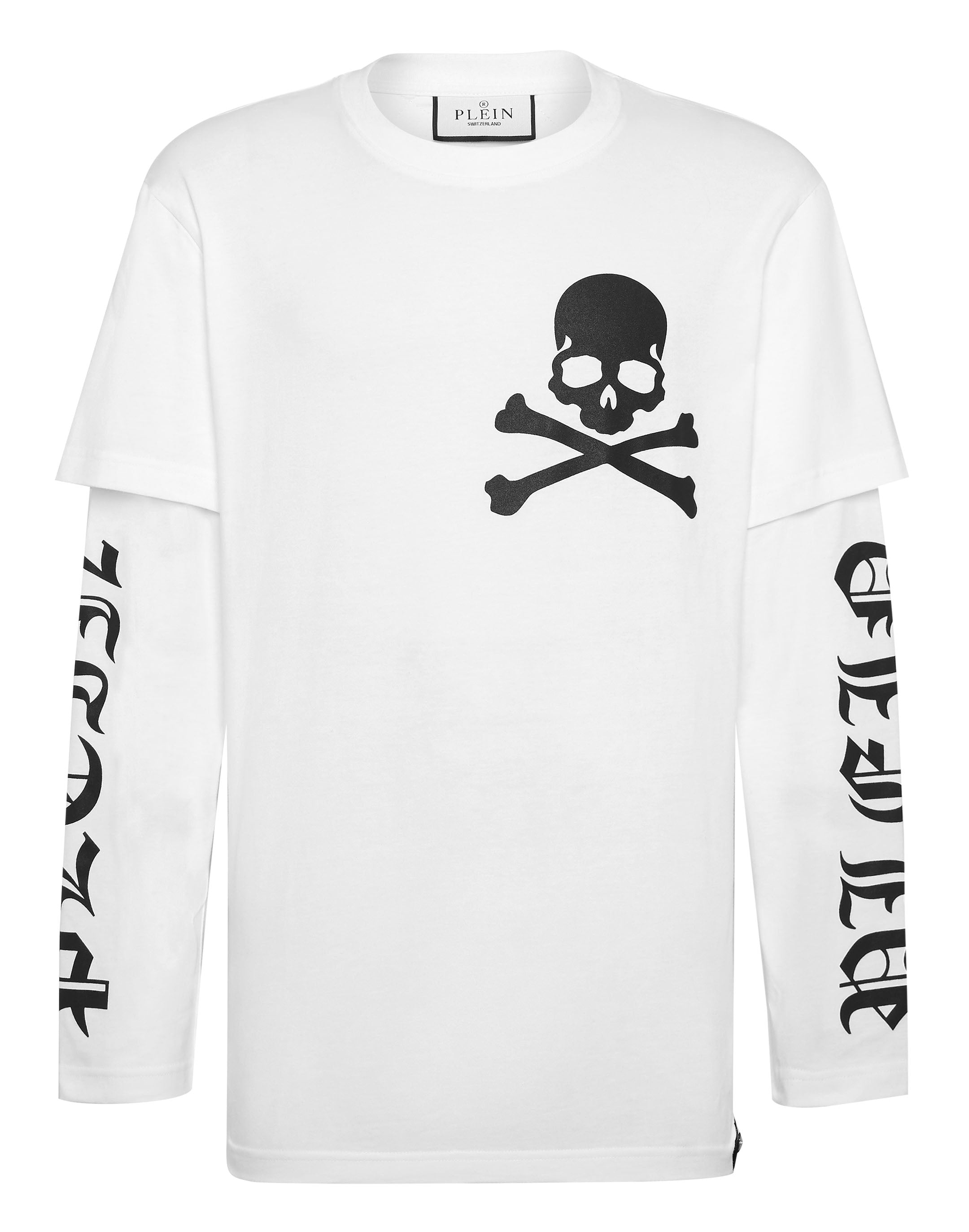 

Футболка с круглым вырезом и двойным рукавом Gothic Plein PHILIPP PLEIN, белый