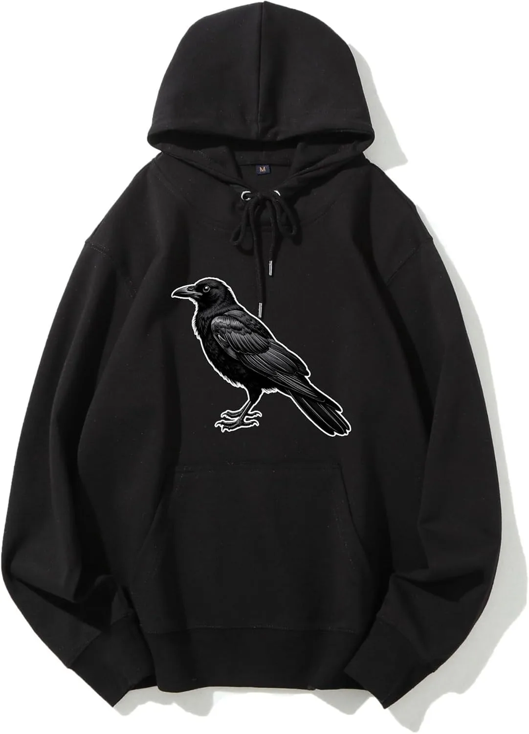 

Толстовка с капюшоном VETALLO с принтом ворона, черная