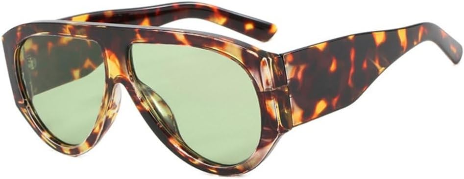 

Популярные модные женские солнцезащитные очки-пилот конфетных цветов, ретро-очки с широкими дужками для мужчин, трендовые панк-солнцезащитные очки с градиентом SKFGNX, Leopard Green