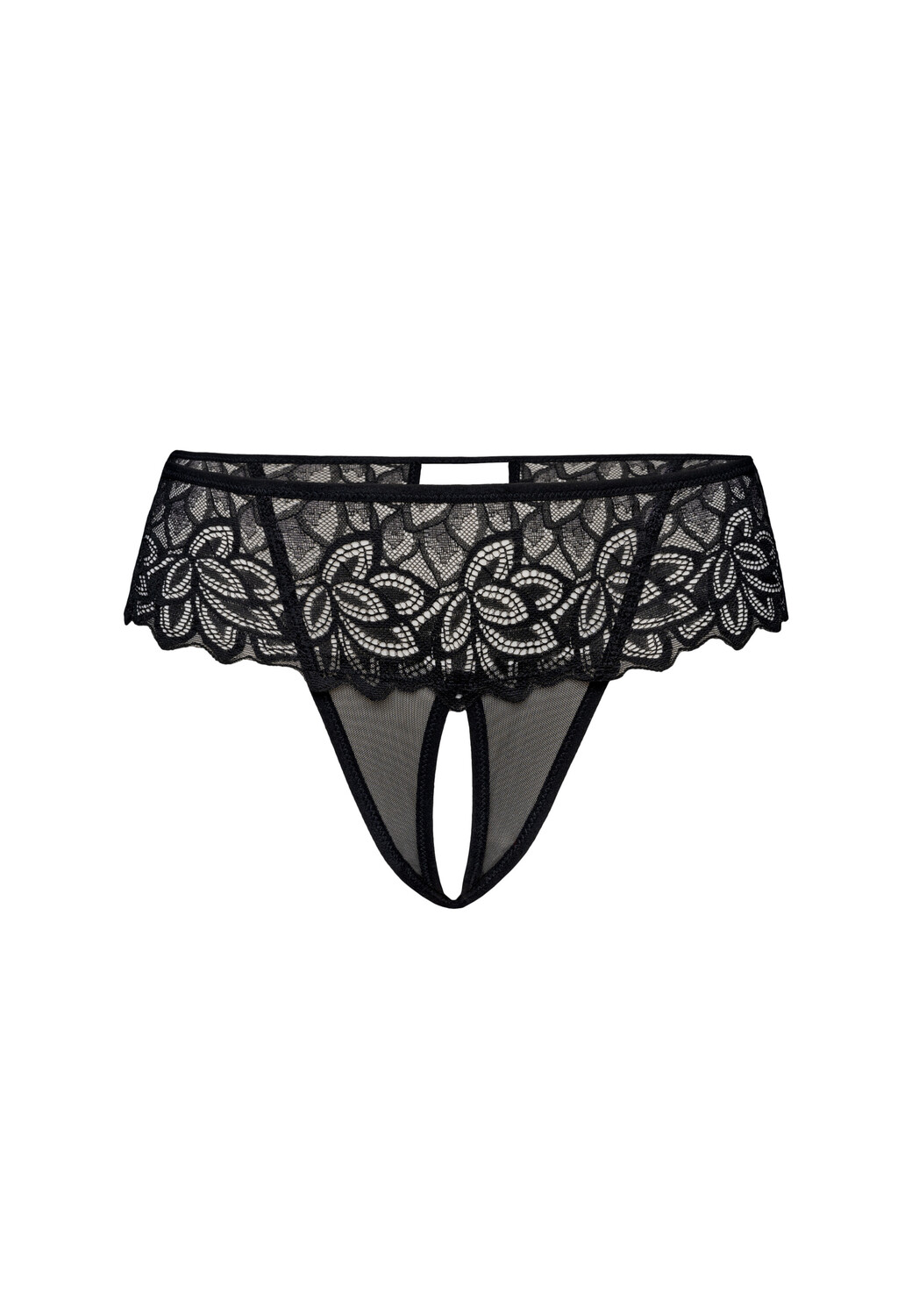 

Стринги Teyli Ouvert Tanga aus Mesh mit floraler Spitze Rossu, черный