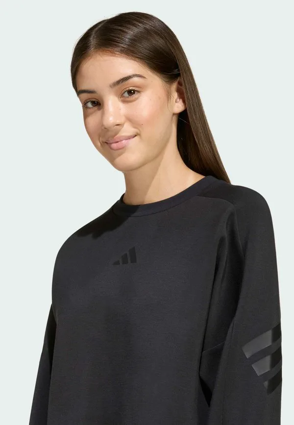 Укороченная толстовка future icons с тремя полосками Adidas Sportswear, Black/Black — фото 4