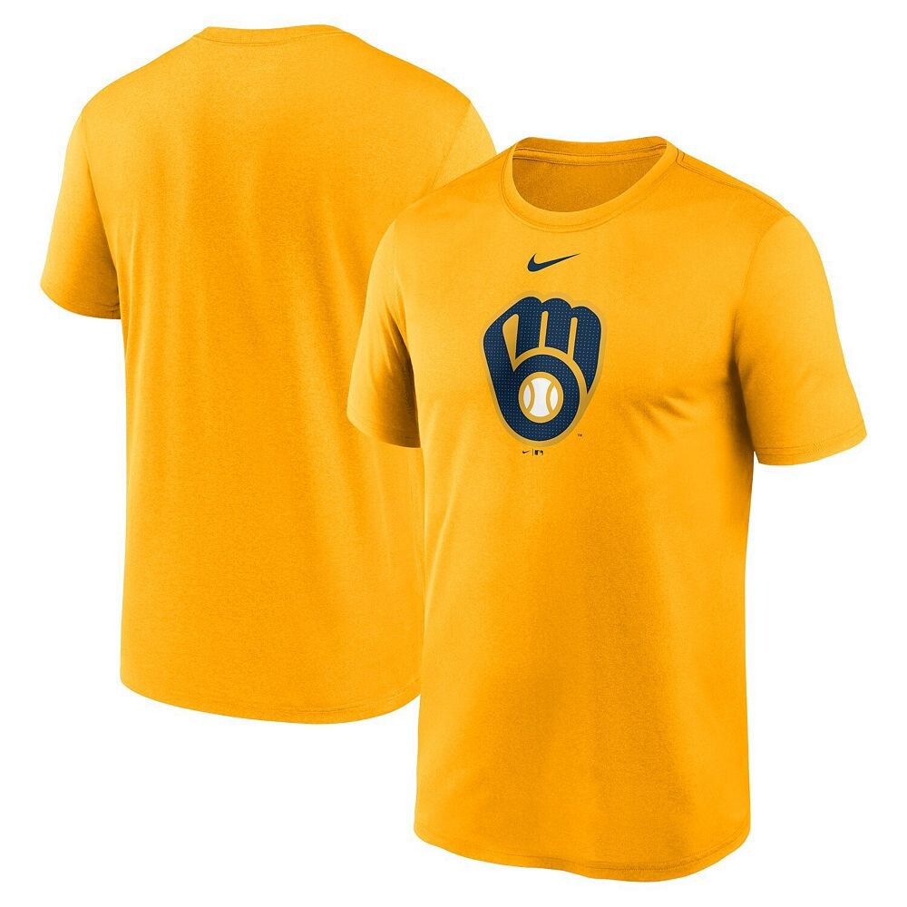 Мужская футболка с большим логотипом Nike Gold Milwaukee Brewers Legend Fuse Performance, цвет Brw Yellow