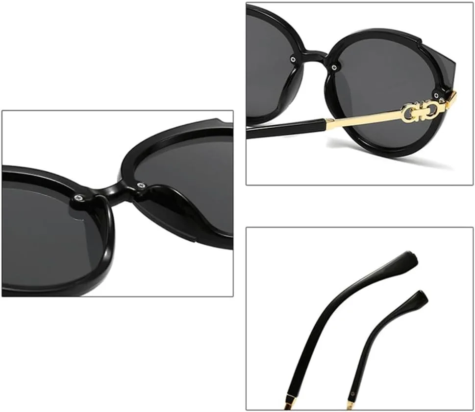 

Солнцезащитные очки «кошачий глаз» для женщин, круглые солнцезащитные очки для мужчин, винтажные большие очки с защитой от УФ-излучения UV400 HDUBFY, Tea Tea