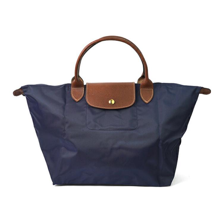 

LONGCHAMP Сумка-пельмень Le Pliage из переработанного полиамида с кожаной вставкой средний размер женская морская синяя, Sea Blue