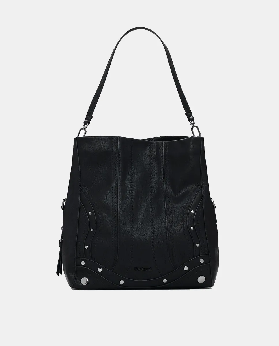 

Сумка с эффектом кожи, средних размеров, с вышивкой Desigual, черный