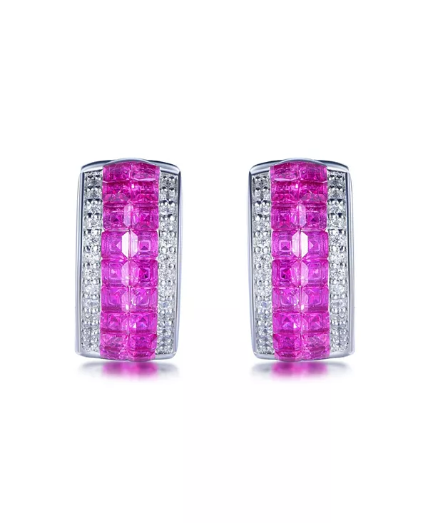

Серьги-Хагге Suzy Levian из стерлингового серебра с невидимой оправой и кубическими цирконами Suzy Levian New York, pink