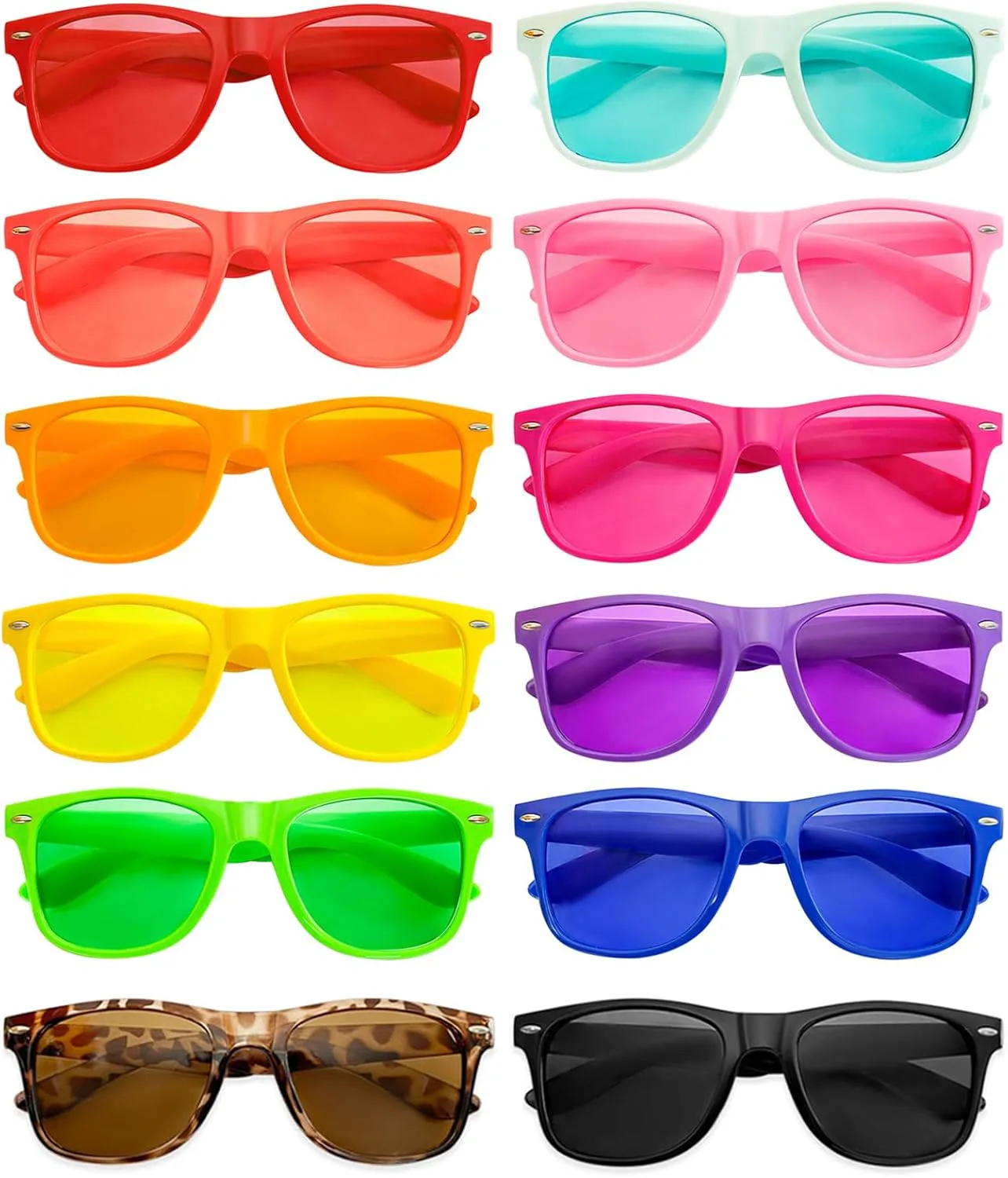 

Набор из 12 неоновых солнцезащитных очков с разноцветными линзами для вечеринок, для взрослых и унисекс. Веселый набор цветных очков Geopty, Assorted Colors
