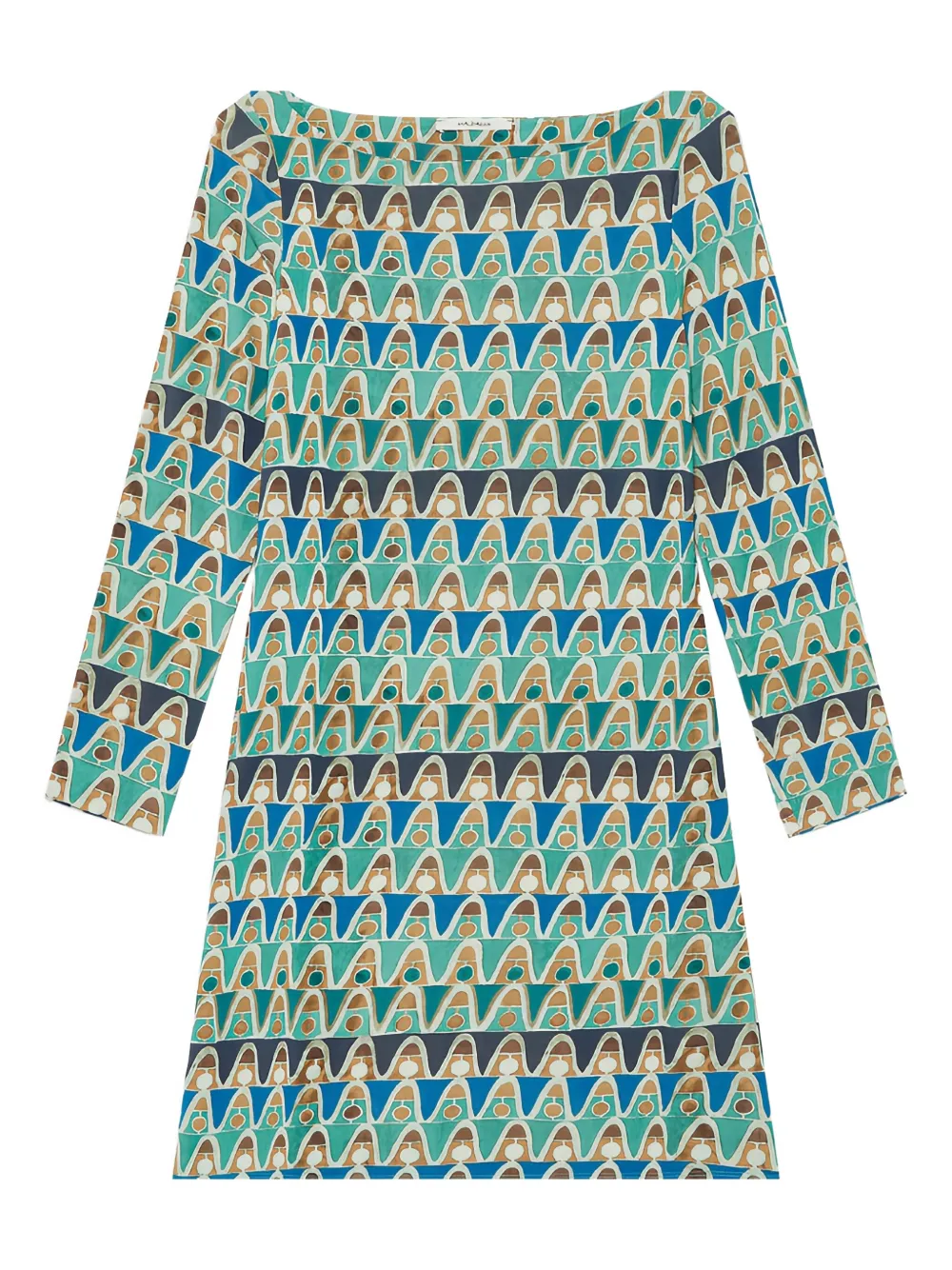 

Платье мини с вырезом-лодочкой и геометричным принтом Maliparmi, синий