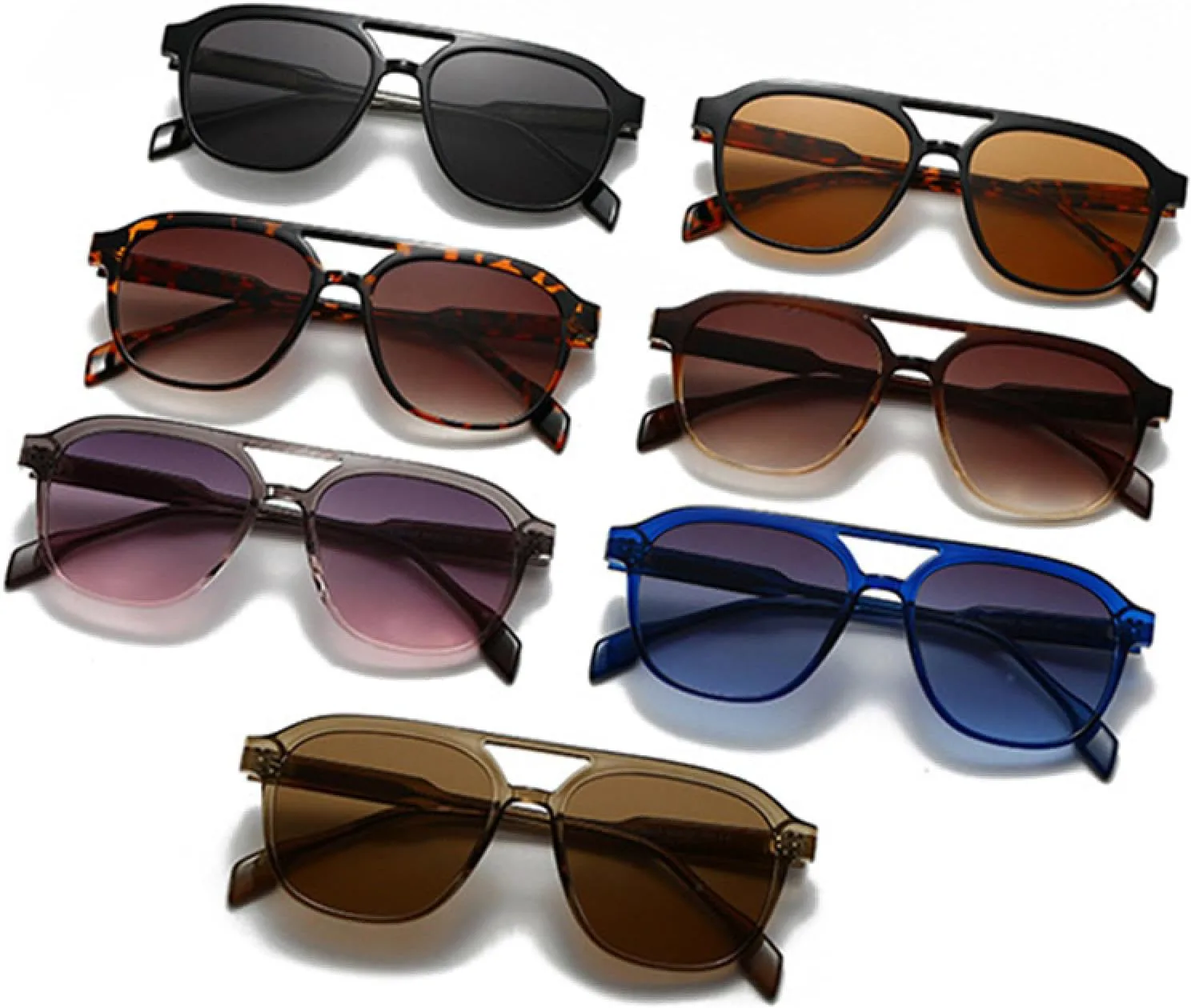 

Солнцезащитные очки Double Bridges для женщин, в стиле ретро, ​​для мужчин, с градиентным покрытием, защита от УФ-излучения UV400 TKKTLLT, Leopard Tea Gradient