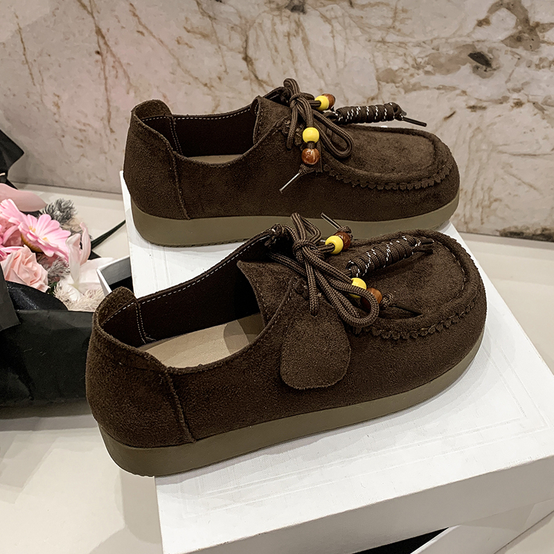 WUJI Полностью закрытые ботинки в стиле Birkenstock повседневные шнурованные гоммино лоферы с низким подъемом без подкладки - кофе, цвет Coffee — фото 4