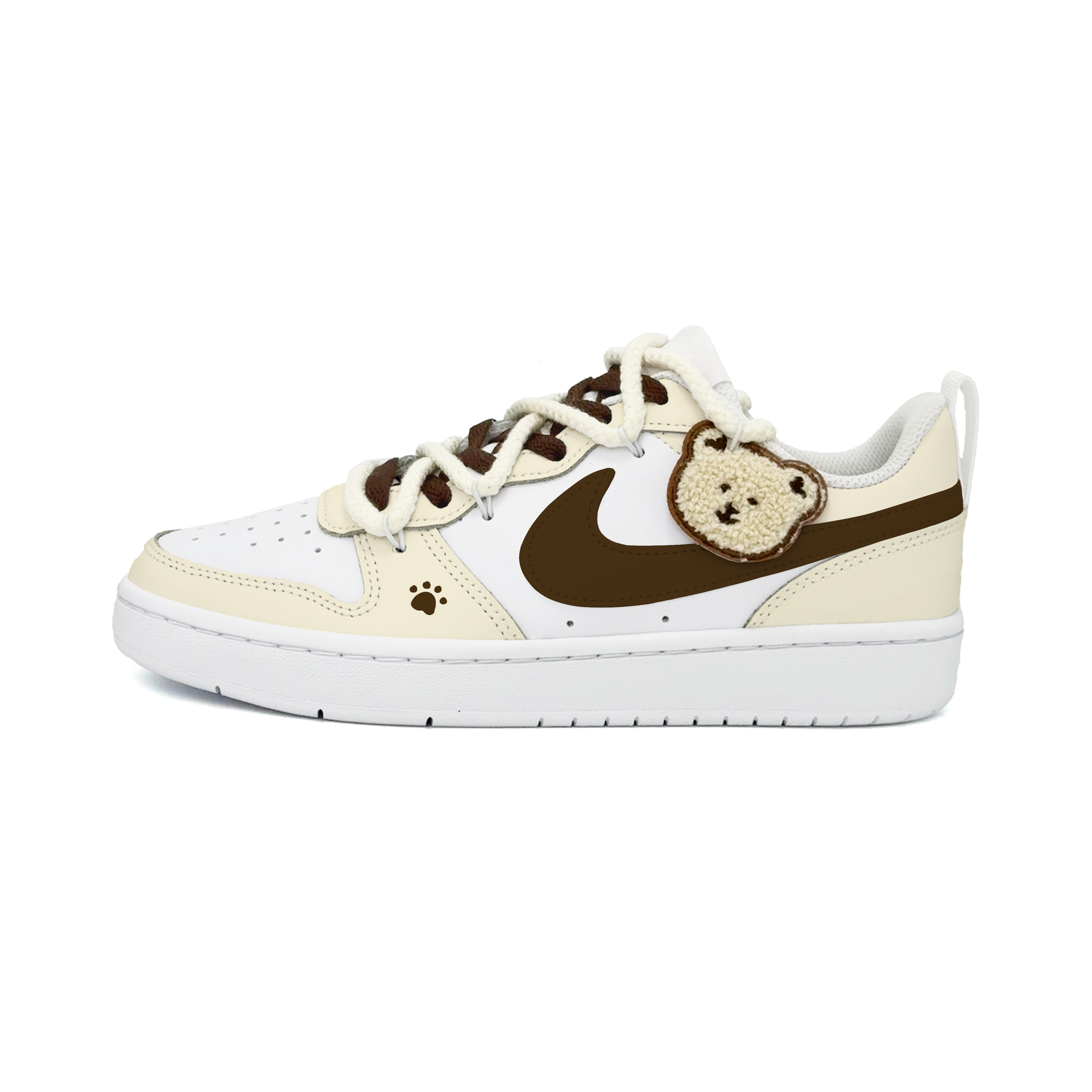 

Кроссовки Court Borough Fleece Bear с устойчивостью к истиранию, дышащие, легкие, с амортизацией и противоскользящей подошвой, низкие Nike, желтый коричневый