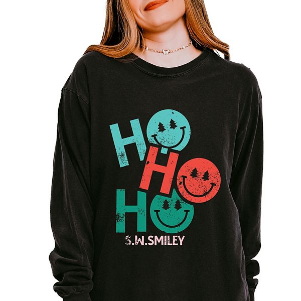 

SWSmiley ho ho ho stacked - лонгслив с покраской в готовом виде Simply Sage Market, Black