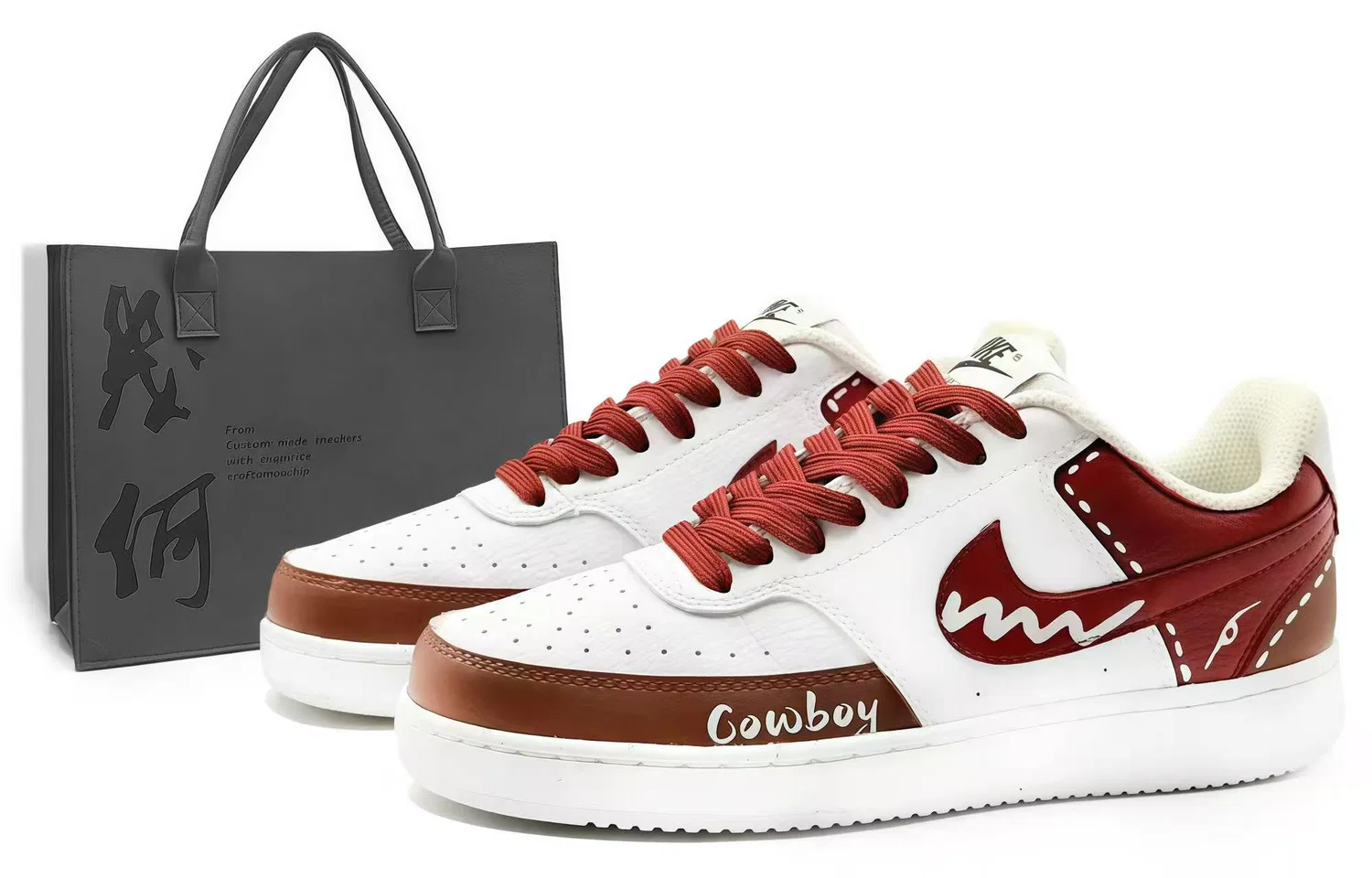 Кроссовки низкие Nike Court Vision 1 белые/красно-коричневые