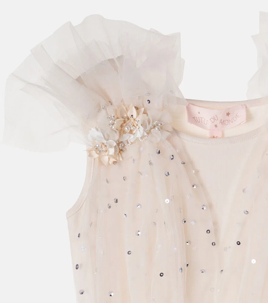 Платье из тюля с отделкой из хлопка и вышивкой Tutu Du Monde, розовый — фото 4