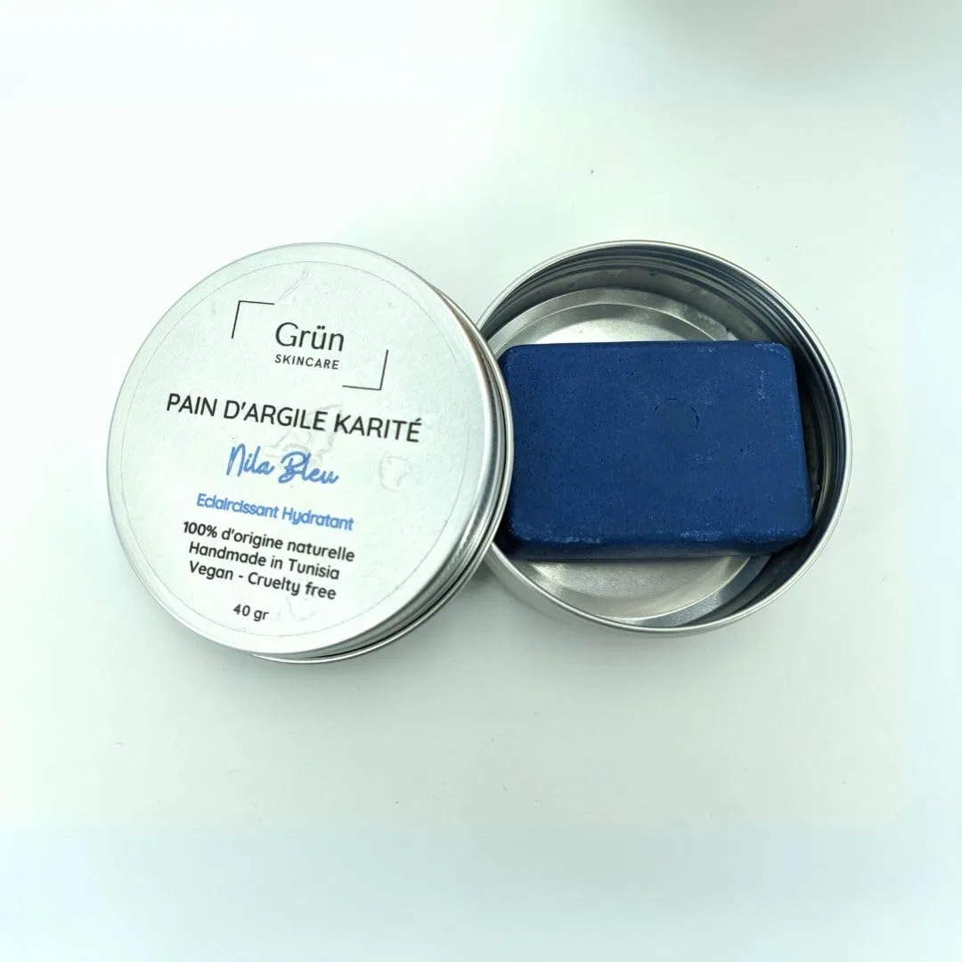 Глиняное мыло Nila Blue для осветления и увлажнения, 3 x 60 г Grün Skincare