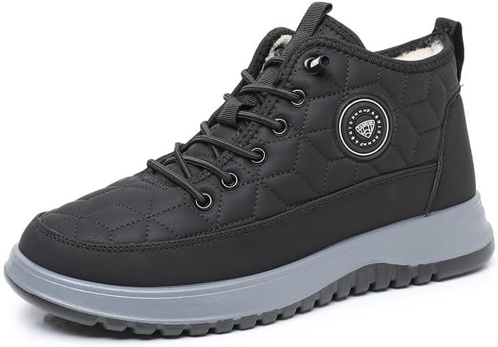 

Мужские зимние теплые и толстые ботинки для снега - противоскользящие, удобные, высокие хлопковые обувь - для улицы и повседневной носки Hhhchpm, черный