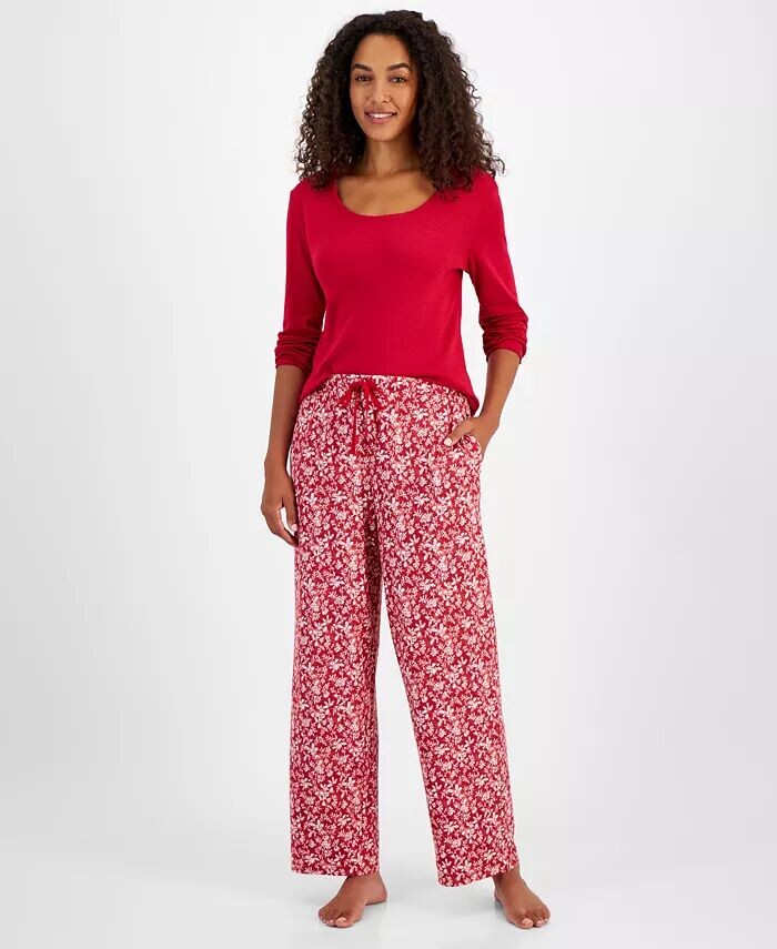 

Женские пижамные брюки из хлопковой фланели в клетку Charter Club, красный