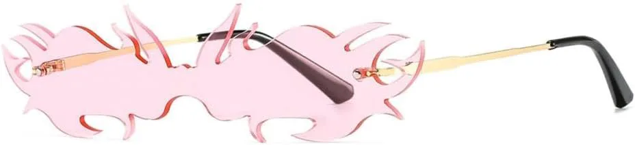 

Панк-солнцезащитные очки без оправы для женщин, модные коричнево-розовые безрамочные солнцезащитные очки, уникальные женские очки-сиамские очки MTZJH, Pink